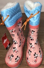 GEORGE Disney Minnie Mouse Quilted Cuffed Wellington Boot Size 10 and 11 NEW