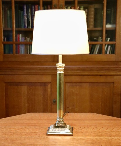 Solid cast brass column table - solid,