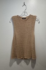 American Apparel Size M L Peach Knit Sweater Tank Fisherman Coastal Sheer Boho