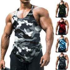 Men Gym Vest Racerback Bodybuilding Muscle Stringer camouflage Tank Fitness Tops