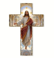 Christ Our Lord Wooden Crucifix Cross (2D Flat) Wall Decor Sign Art 30x20x0.3cm