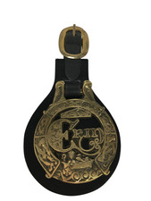 Vintage Brass Horse Harness Medallion Plaque E R III Leather Strap Accessory