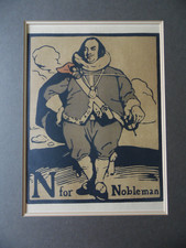 Portrait N for Nobleman. 1898 William Nicholson Alphabet Lithograph