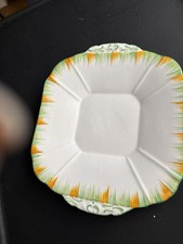 Vintage Crown Bone China Hand Painted Patterned Cake Plate VGC