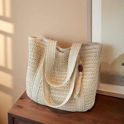 Women straw beach - straw, tote