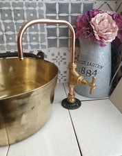 Copper tap butler sink tap 25cm tall 15mm pipe 10mm square spout cast iron base 
