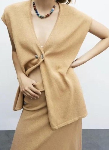 Zara camel ord waistcoat - camel, co