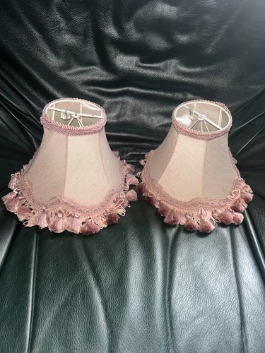 Vintage pair pink lamp - pair, shades