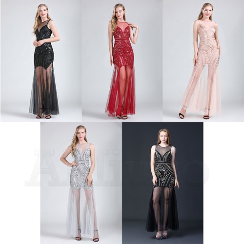 1920s flowing sequin - , dress