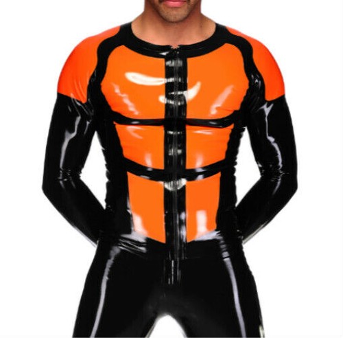Mens latex zip front - mens,