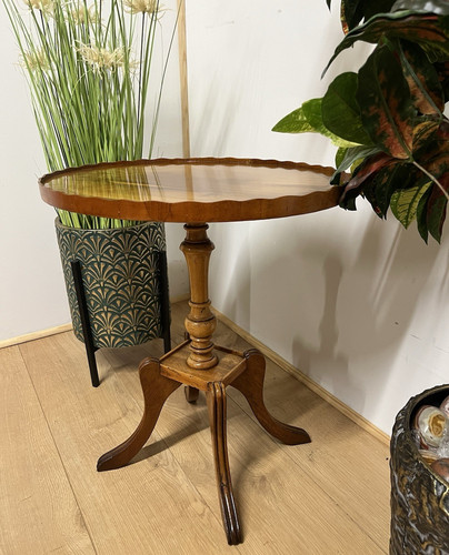 Yew wood oval wine table - yew,