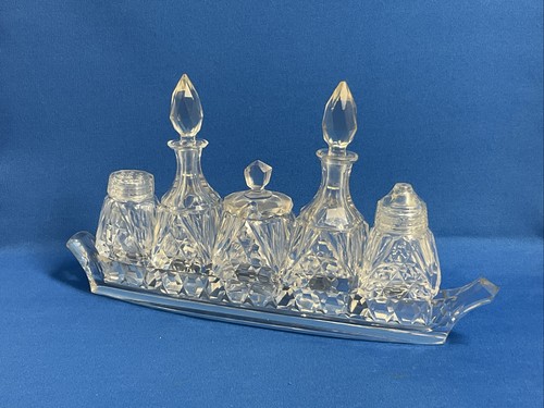Cut glass crystal cruet - cut, boat