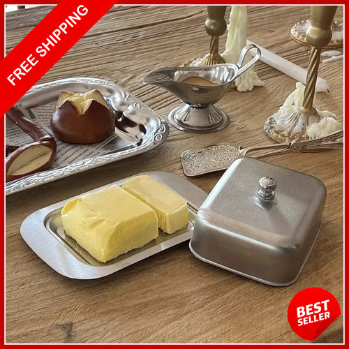 Stainless steel butter dish - steel,