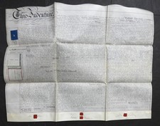 1868  ANTIQUE INDENTURE - CONVEYANCE, REDCAR, YORKSHIRE. PLAN, STAMPS SEALS