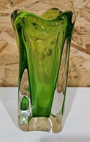 Vintage vase green clear - green, &