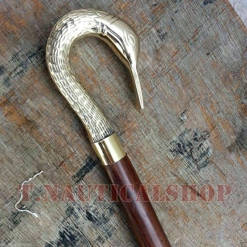 Brass swan head handle - brass,