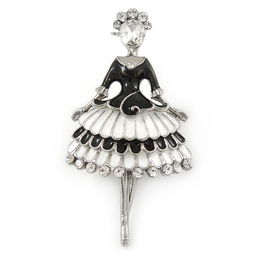 Black white enamel crystal - black/, enamel,