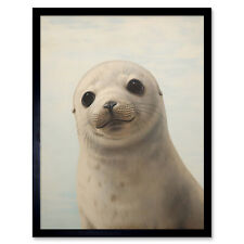 Adorable Baby Seal Pup Portrait Calming Kids Bedroom Framed Art Picture 12x16