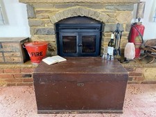 Old Antique Pine Chest, Vintage Wooden Storage Trunk, Blanket Box, Coffee Table.