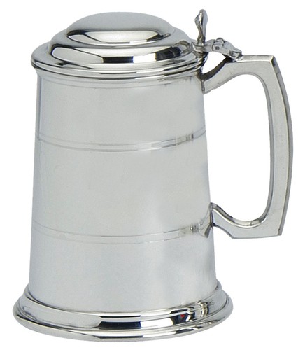 Pewter tankard with lid - tankard,