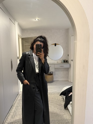 Zara black faux leather long - zara,