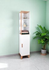 Bathroom Cabinet Vanity White Bamboo Storage Furniture Freestanding Wall Mounted