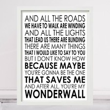 Oasis Wonderwall Lyrics Print