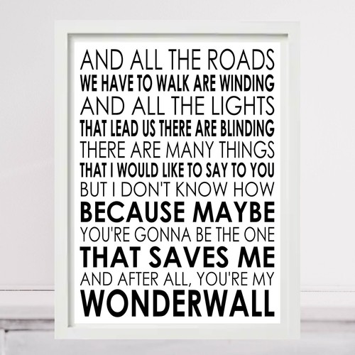 Oasis wonderwall lyrics print - wonderwall,
