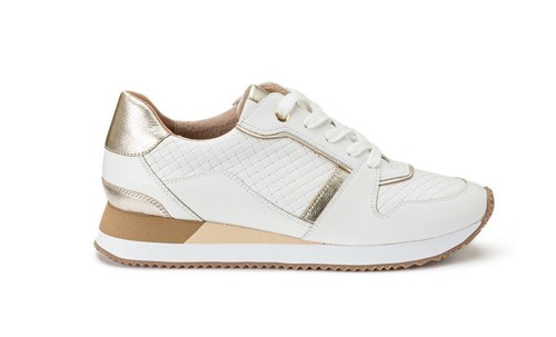 Ladies leather wedge trainers - wedge,