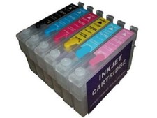 6 empty Refillable INK CARTRIDGES Fits Epson R200 R220 R300 R320 R340 RX500 
