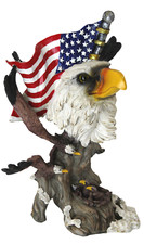 Bald Eagle Sculpture Patriotic US American Flag Resin Ornament Collectable Item