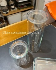 Cylinder glass container x2