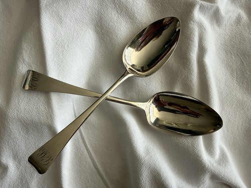 4pc antique silver fiddle - ,