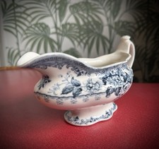 Colwyn Keeling & Co Late Mayers Blue & White Gravy Sauce Boat Vintage Cottage