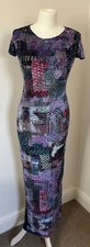 Christian Lacroix Bazar 90s Velour Multicoloured Abstract Long Stretch Dress S.
