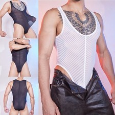 Mens See Through Striped