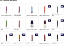 CIIIR King Charles III   Miniature Medals  loose with 6" of ribbons CIIIR