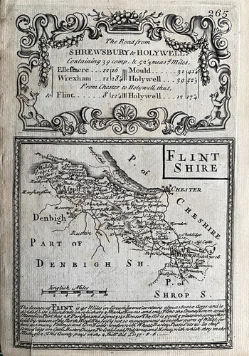 1720 antique map flintshire - 1720,