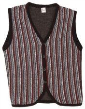 STUDIO COLETTI Mens Sleeveless Cardigan Sweater Medium Black Striped VU13
