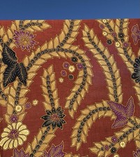 Bold BATIIK Floral Leaf tropical Hawaiian TIKI Style Vintage Fabric