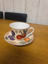 Large Roy Kirkham Parchment Fruit Bone China Cup & Saucer Lovely Vibrant Set