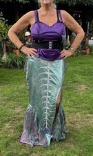 Halloween Ladies Zombie Mermaid Costume L -XL Top & Iridescent Skirt