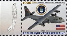 USAF C-130J SUPER HERCULES Military Transport Aircraft Stamp 2022 Central Africa