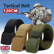 Unisex Mens Womens Trousers Fabric Woven Black Buckle Belt Army Work Belt
