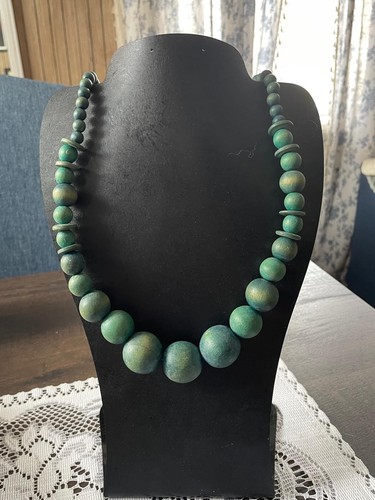 Teal wooden bead - wooden,
