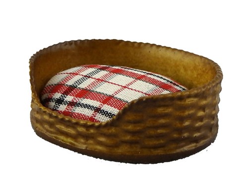 Dolls house dog cat bed - dog, basket