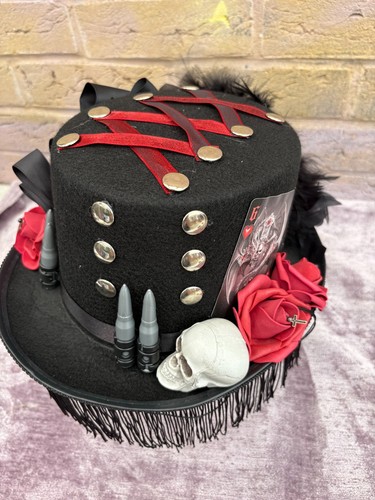 Black gothic top hat feathers - gothic,