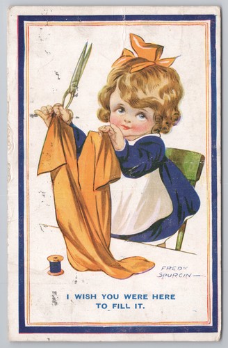 Postcard antique girl - , printed