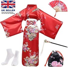 Japanese Robe Geisha Yukata Dress Blossom Satin Bathrobe with Drawstring Bag XXL