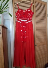 THREE FLOOR SELF PORTRAIT RED CREAM LACE OCCASION DRESS SIZE UK 10